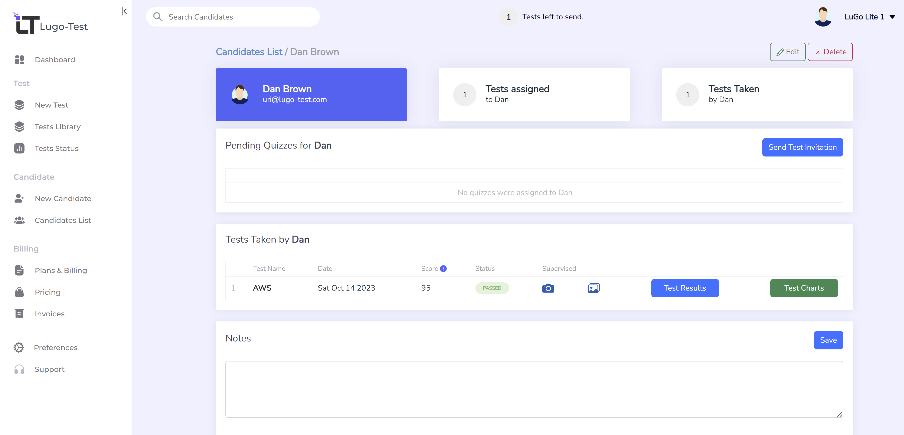 screenshot of LuGo-Test