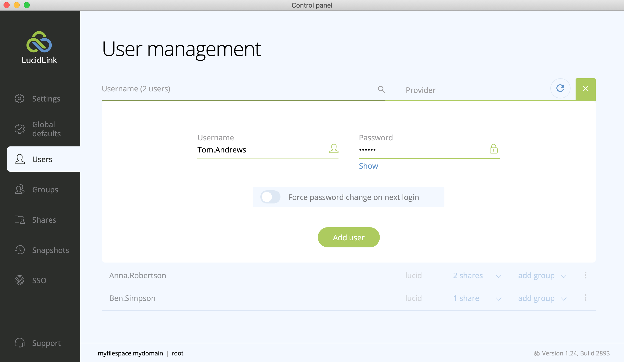 screenshot of LucidLink