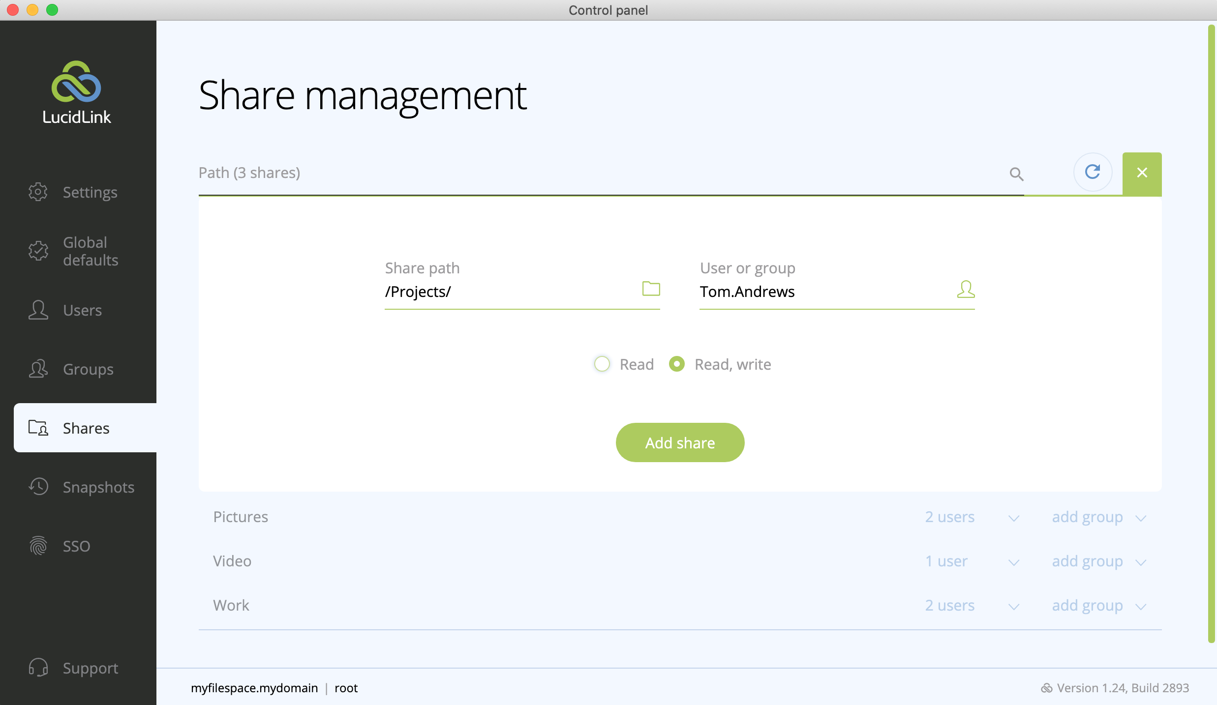 screenshot of LucidLink