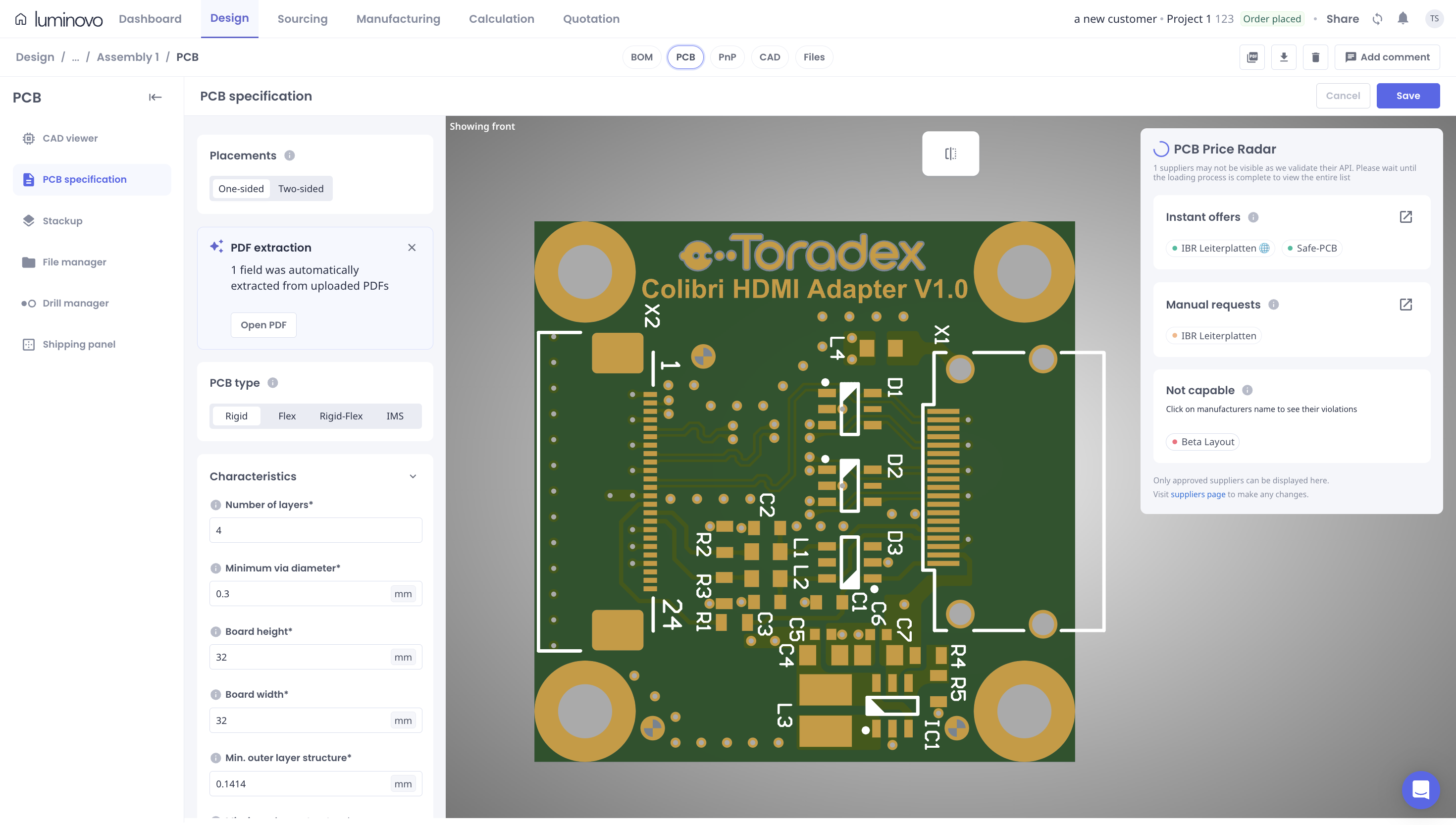 screenshot of Luminovo