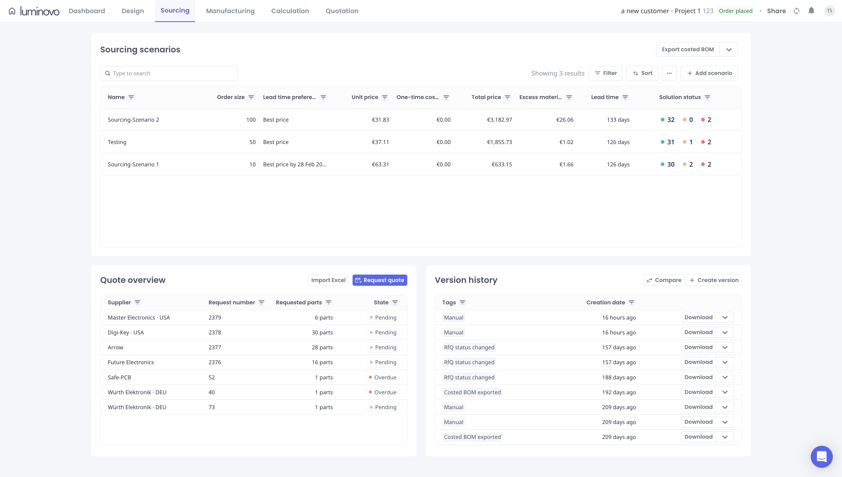 screenshot of Luminovo