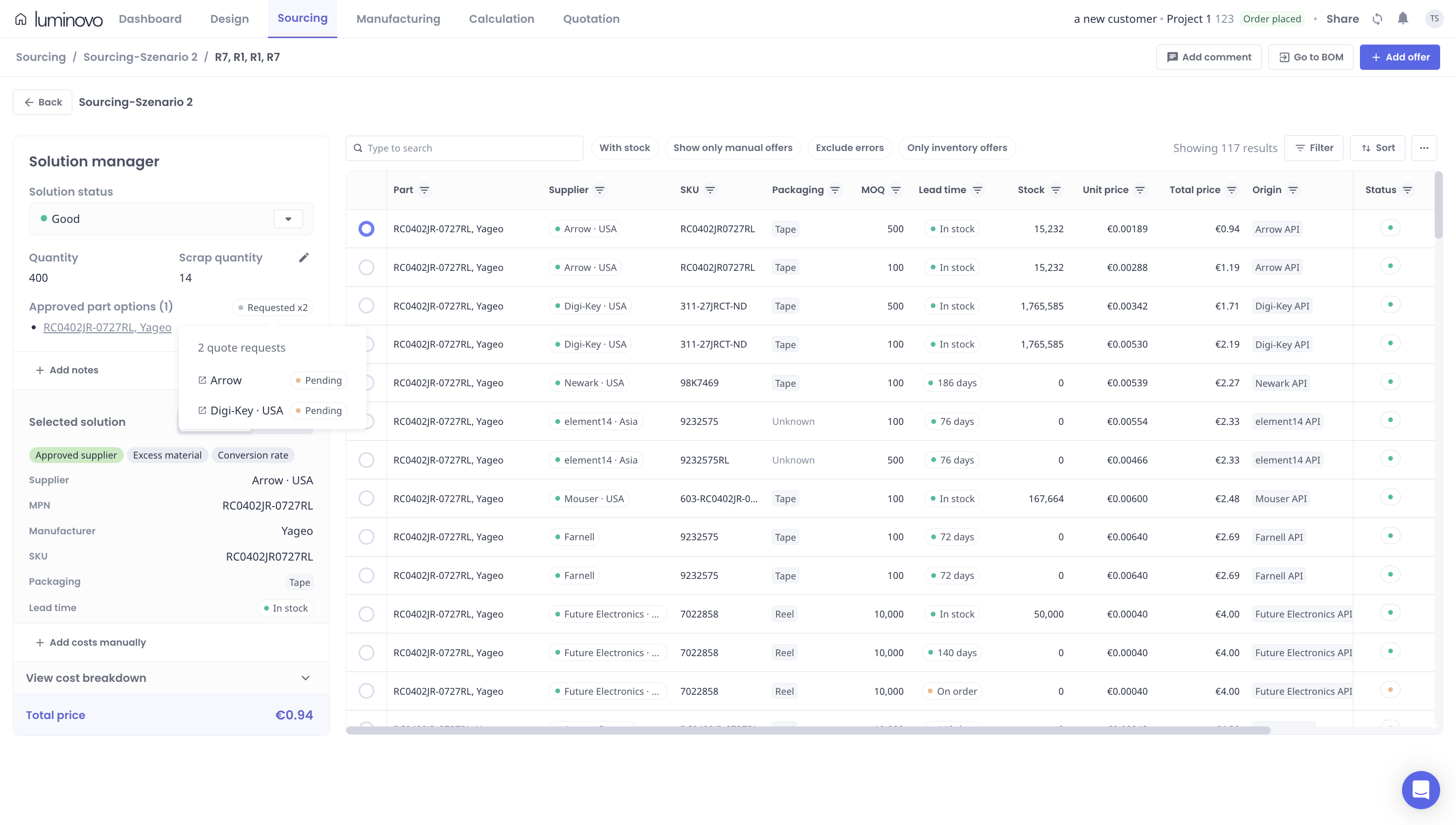 screenshot of Luminovo
