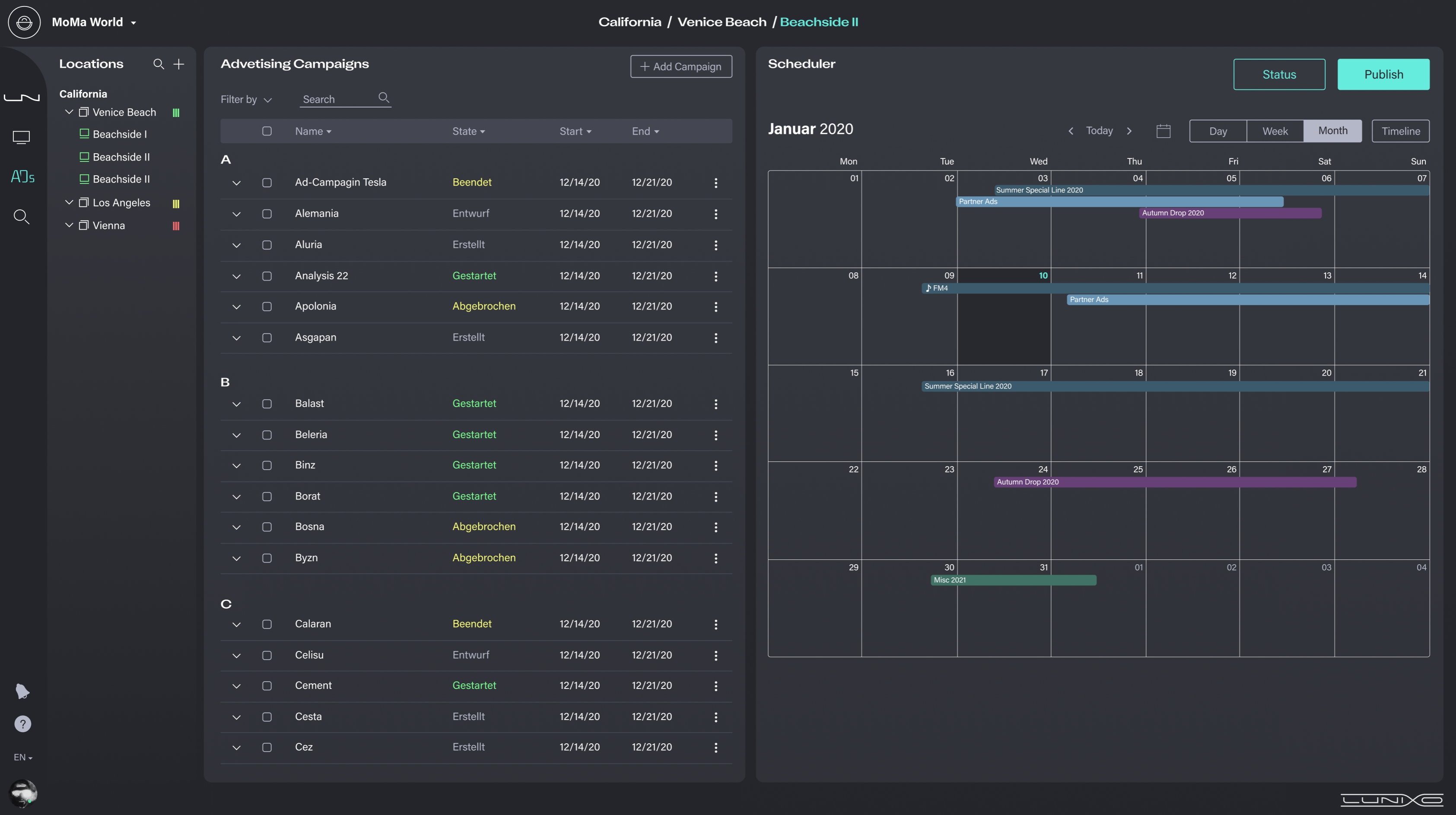 screenshot of Lunixo