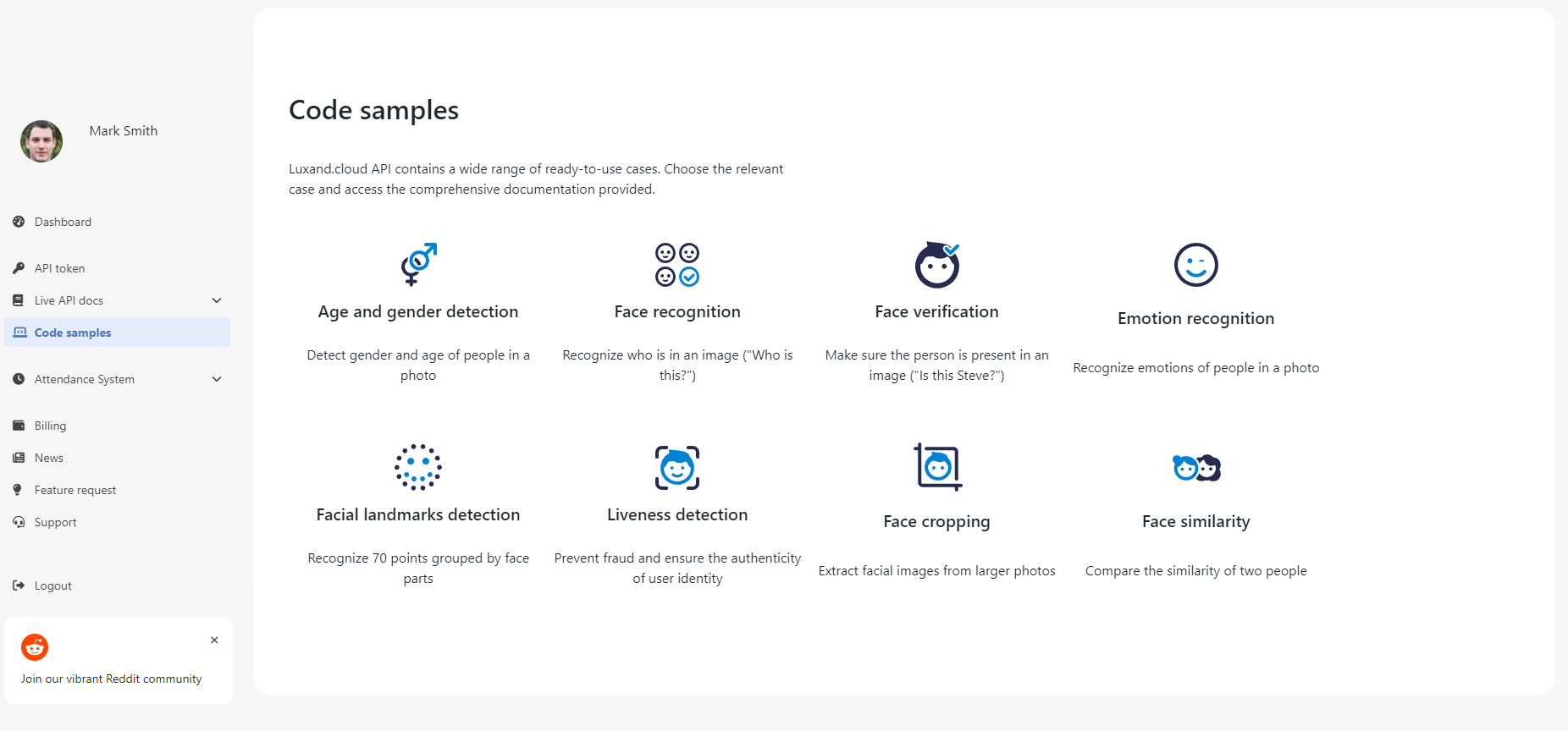 screenshot of Luxand.cloud