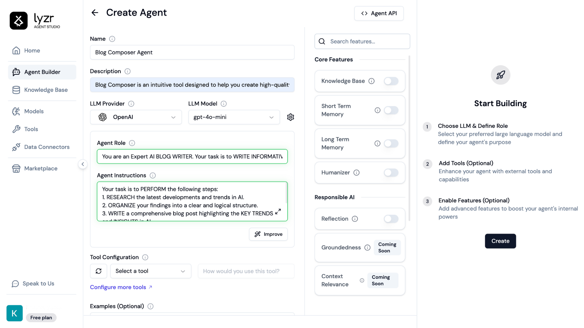 screenshot of Lyzr.ai
