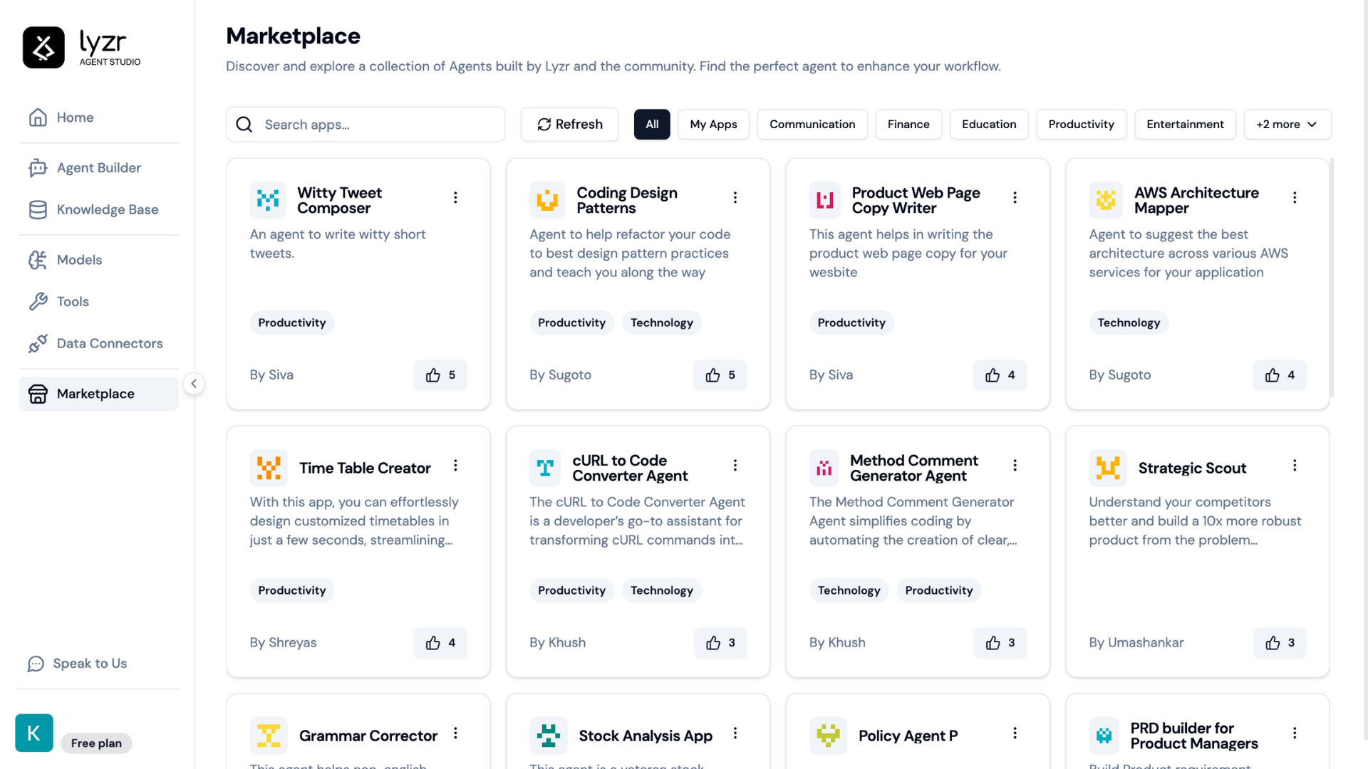 screenshot of Lyzr.ai