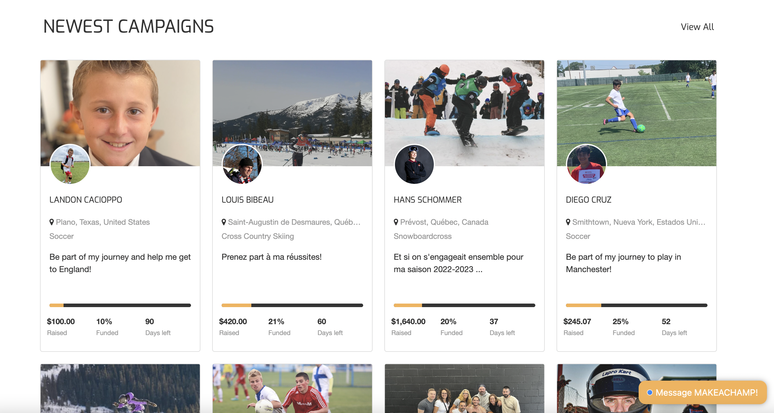 screenshot of MAKEACHAMP