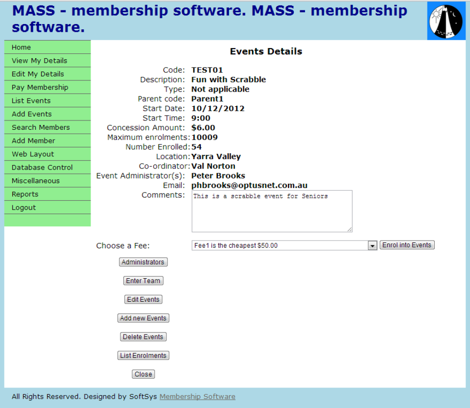screenshot of MASS