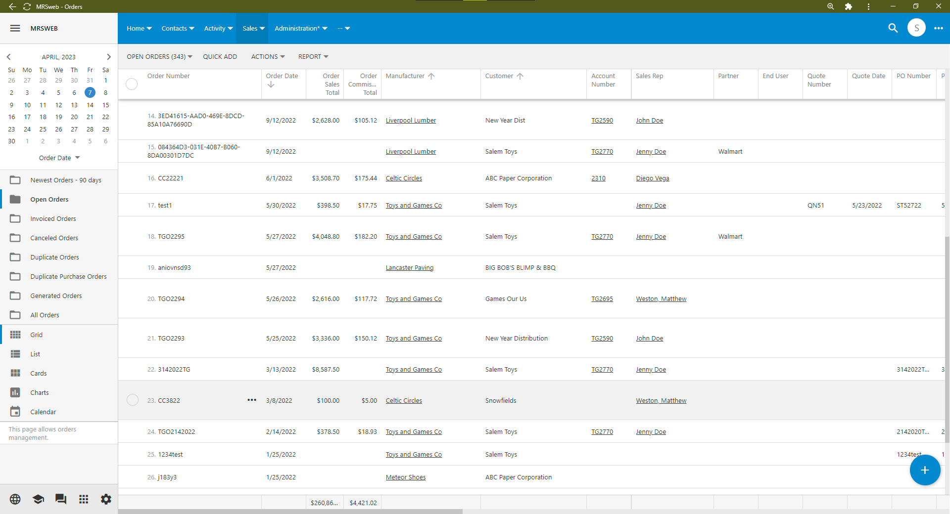 screenshot of MRSware