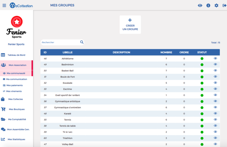 screenshot of MaCotisation