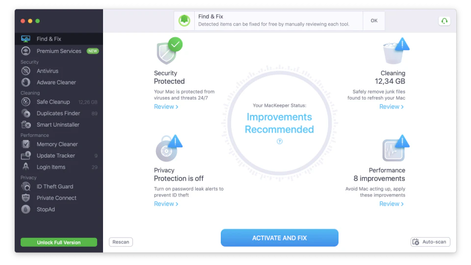 screenshot of MacKeeper