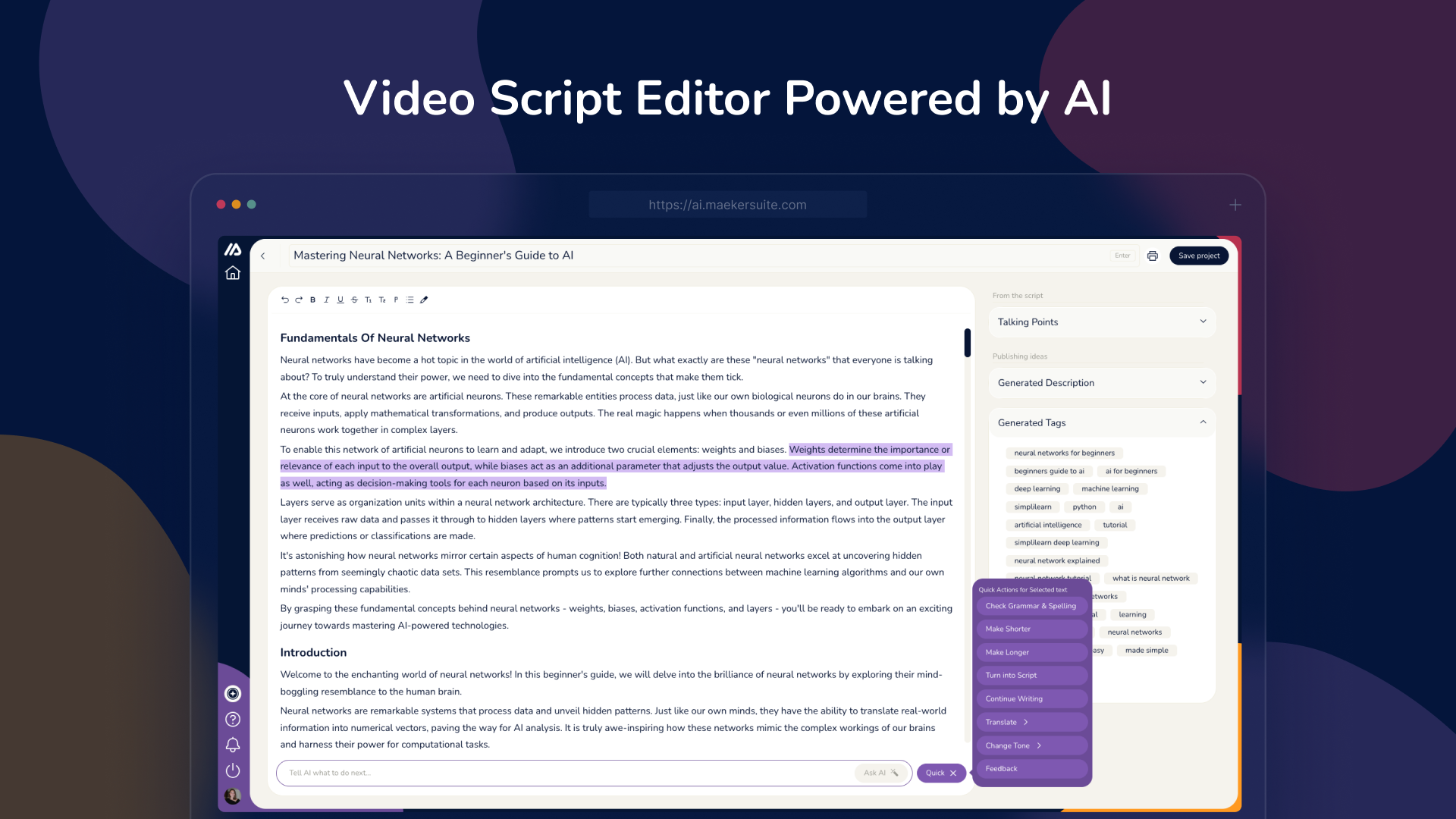 screenshot of Maekersuite