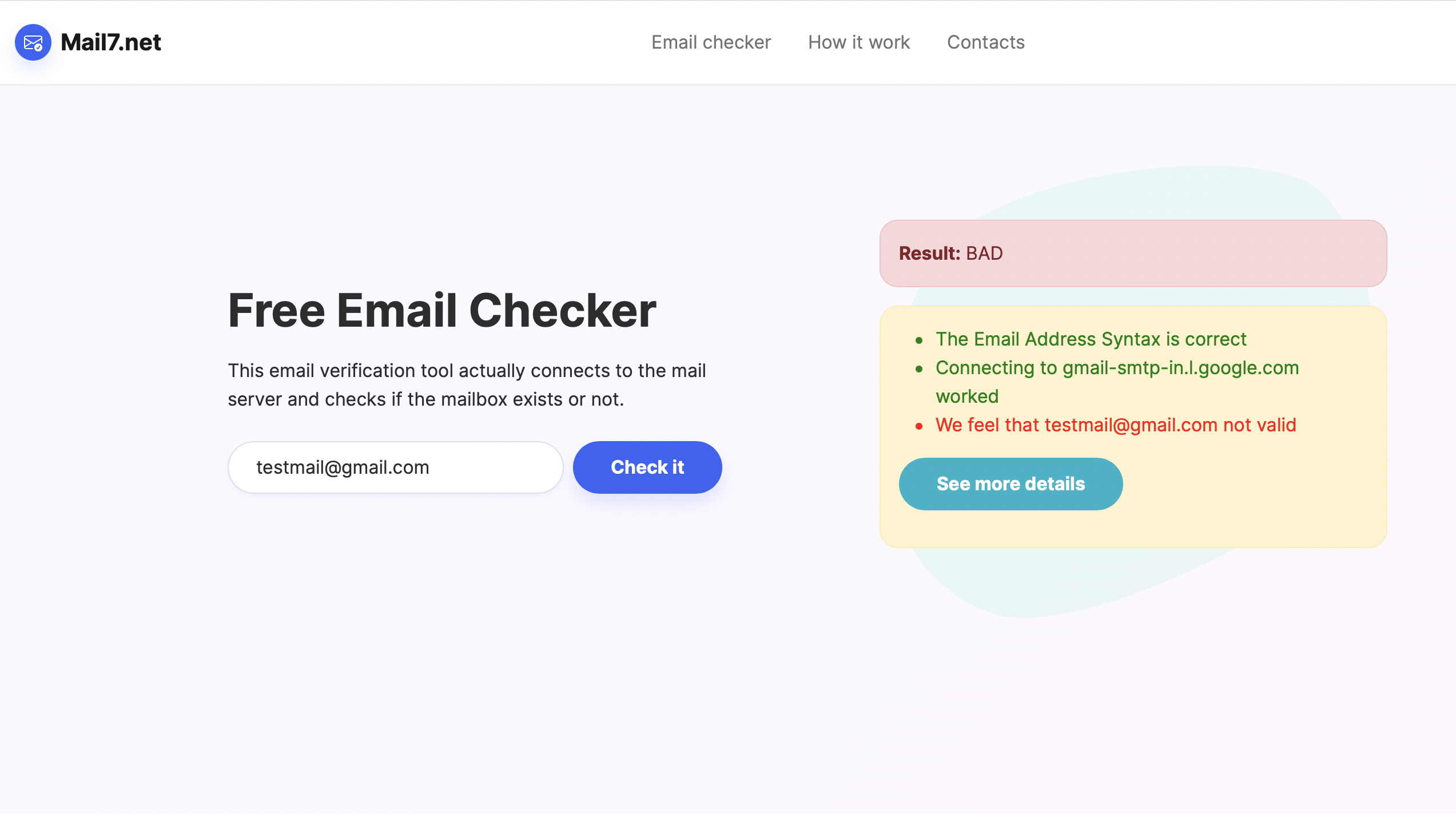 screenshot of Mail7.net