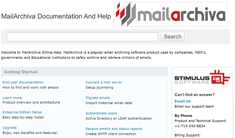 screenshot of MailArchiva
