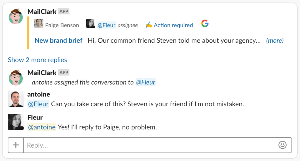 screenshot of MailClark