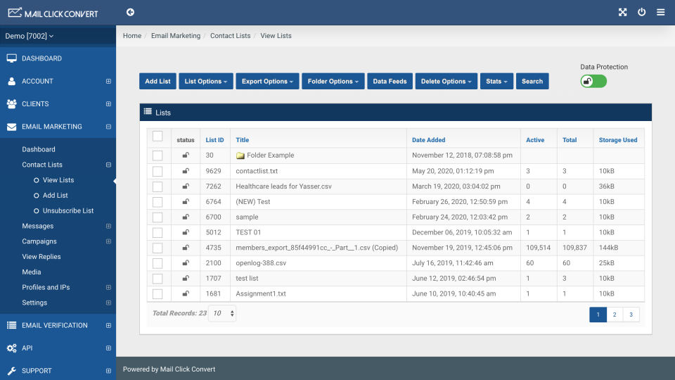 screenshot of MailClickConvert