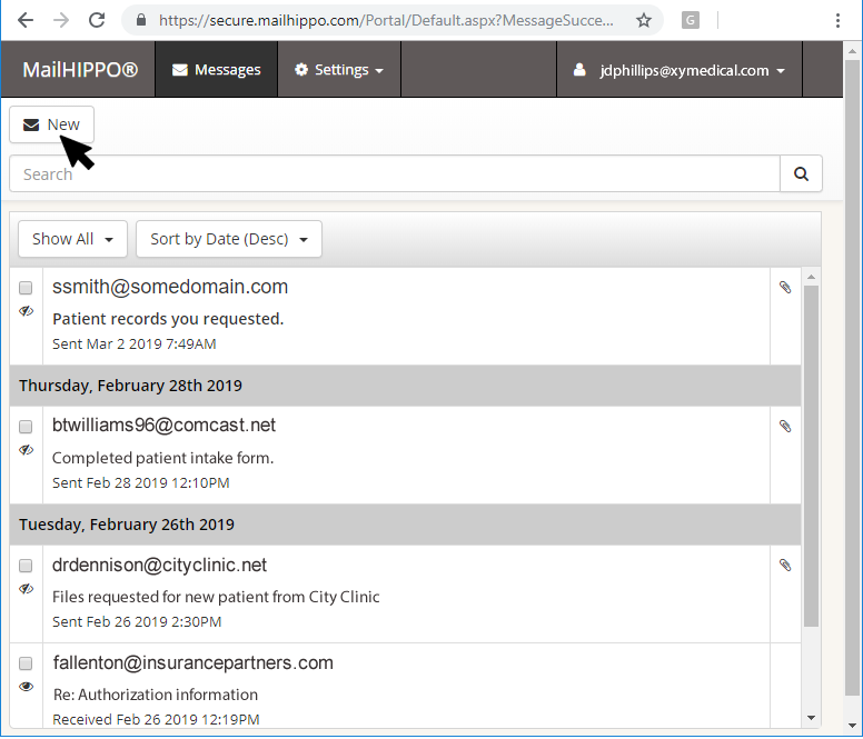 screenshot of MailHippo