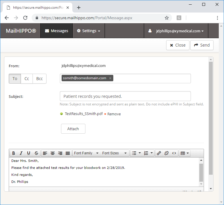 screenshot of MailHippo