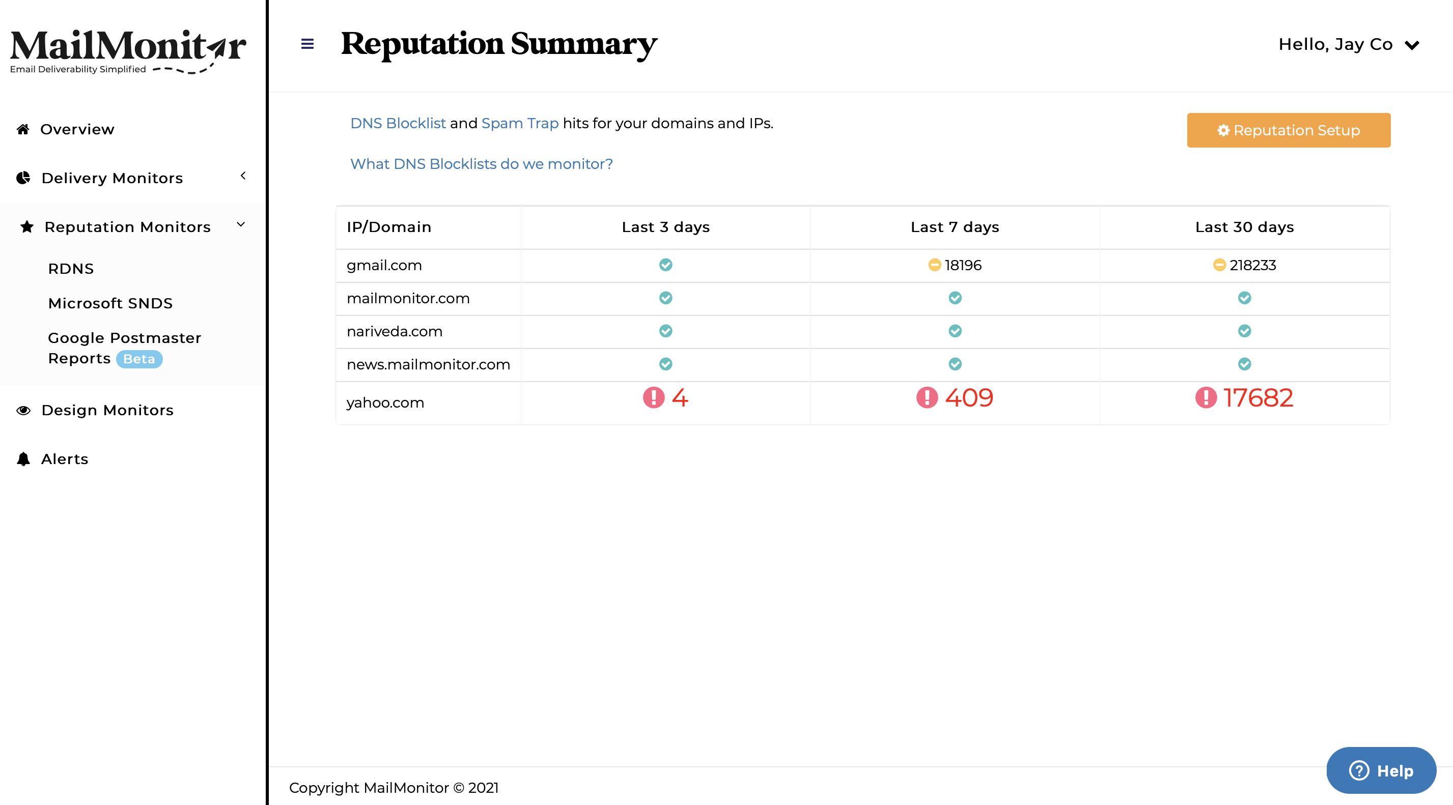 screenshot of MailMonitor