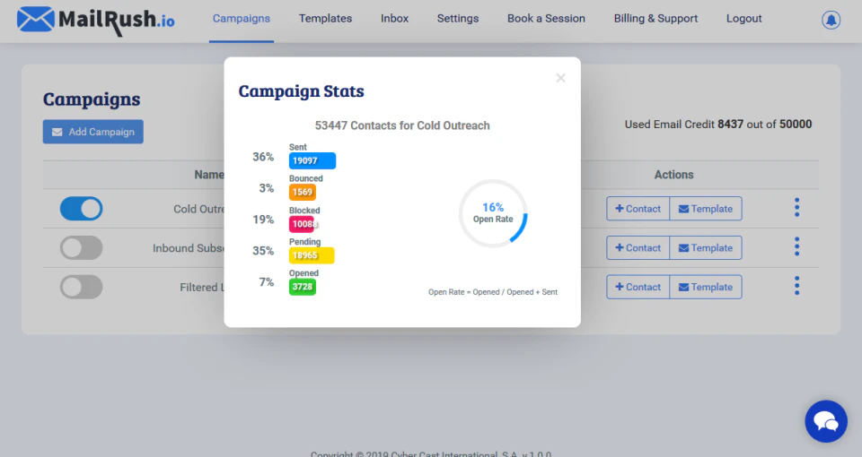 screenshot of MailRush.io