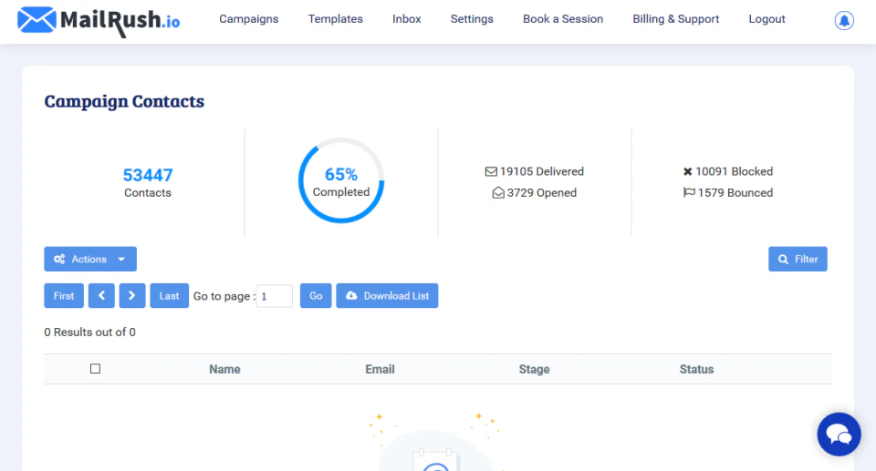 screenshot of MailRush.io