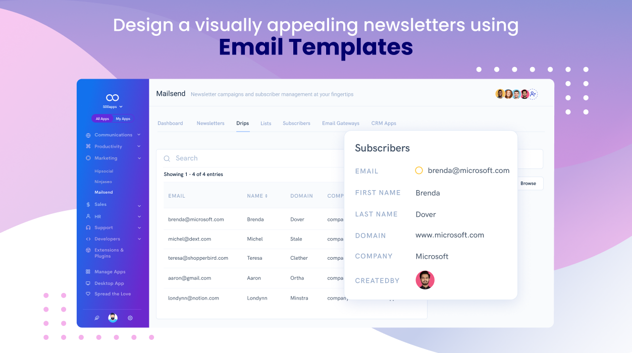 screenshot of MailSend