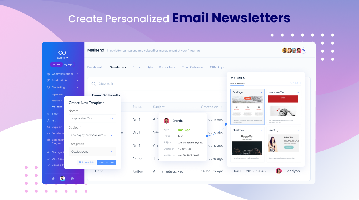screenshot of MailSend