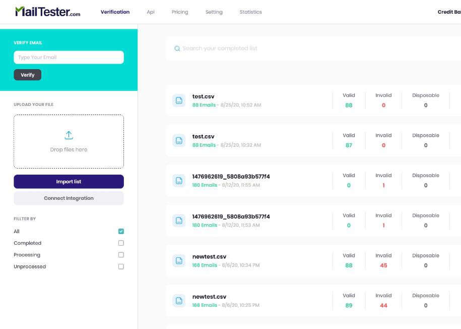 screenshot of MailTester.com