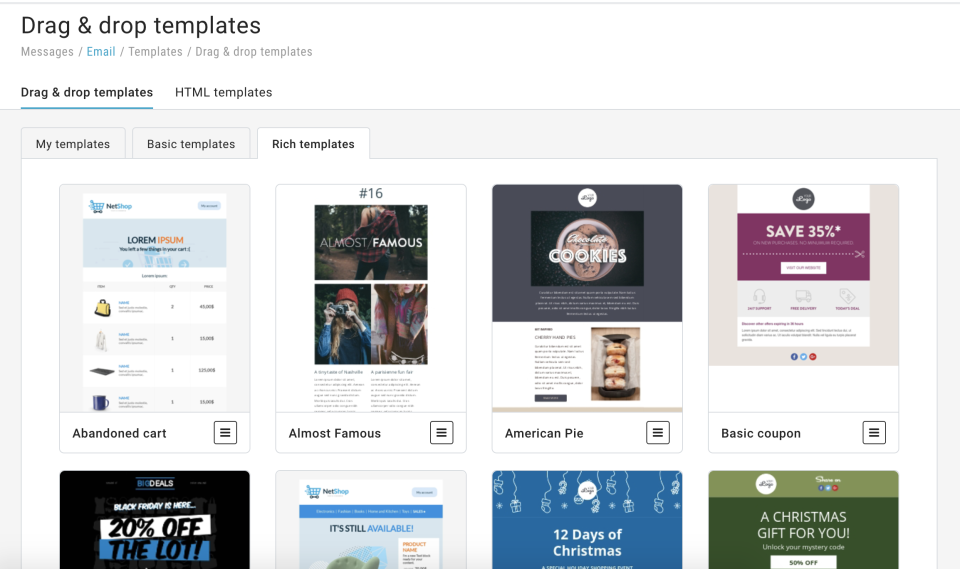 screenshot of MailUp