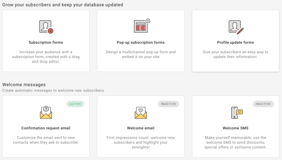 screenshot of MailUp