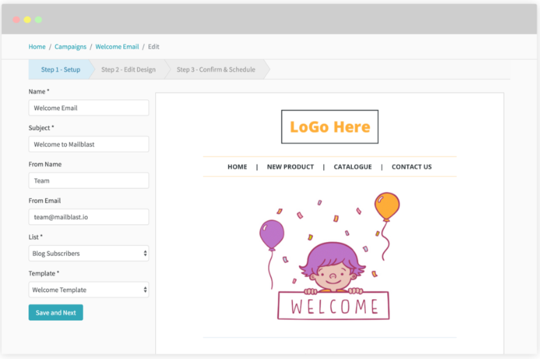 screenshot of Mailblast