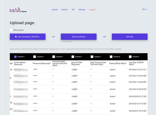 screenshot of Mailcheck