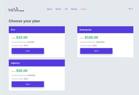 screenshot of Mailcheck