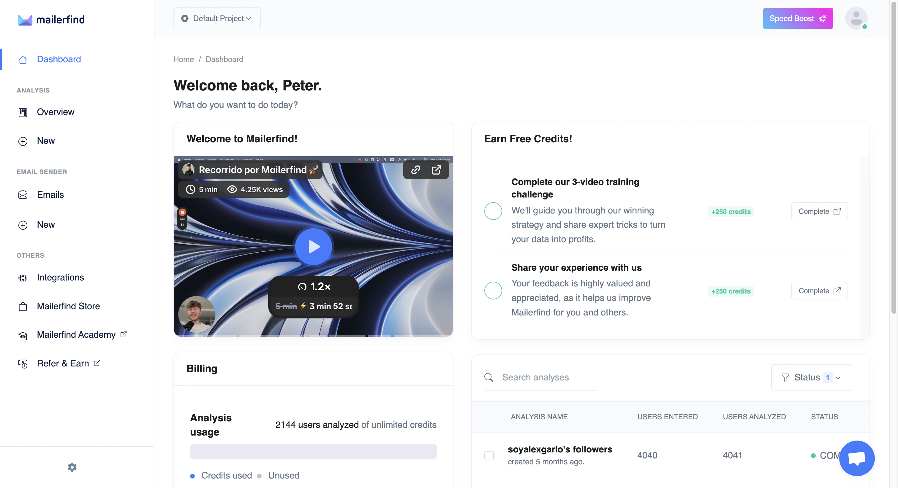screenshot of MailerFind