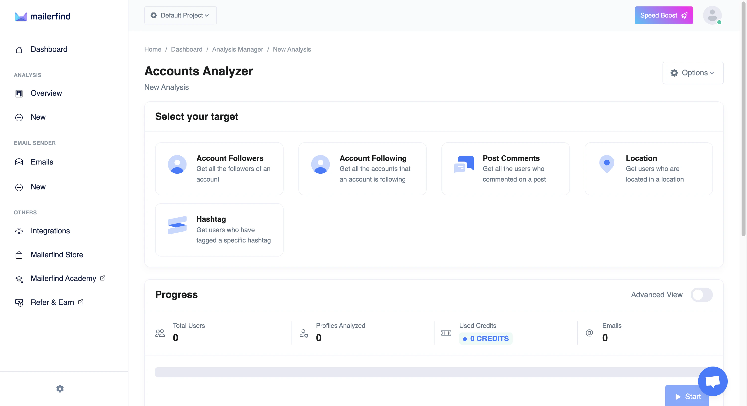 screenshot of MailerFind