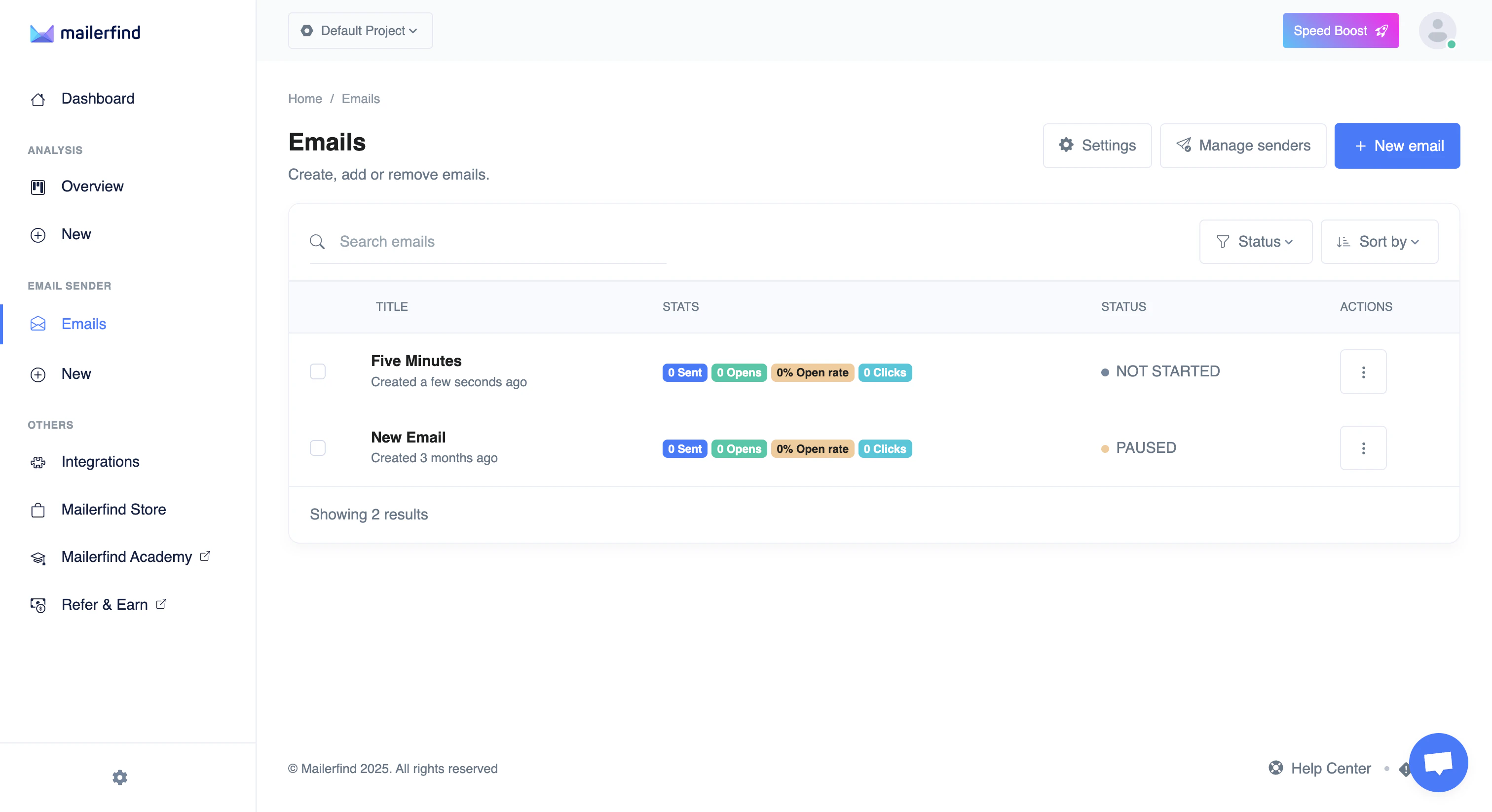 screenshot of MailerFind