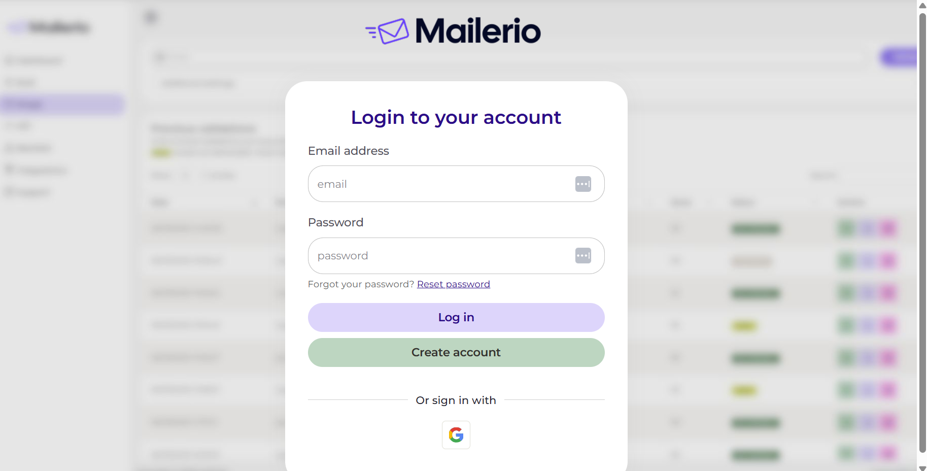 screenshot of Mailerio