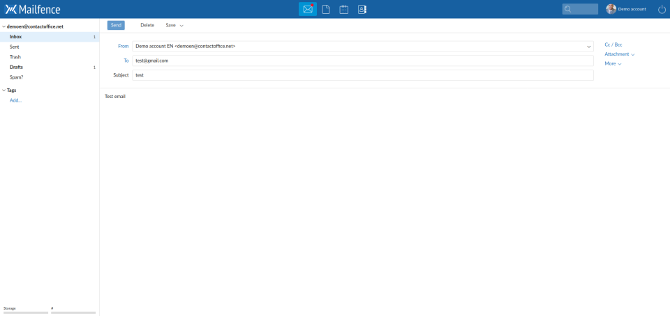 screenshot of Mailfence