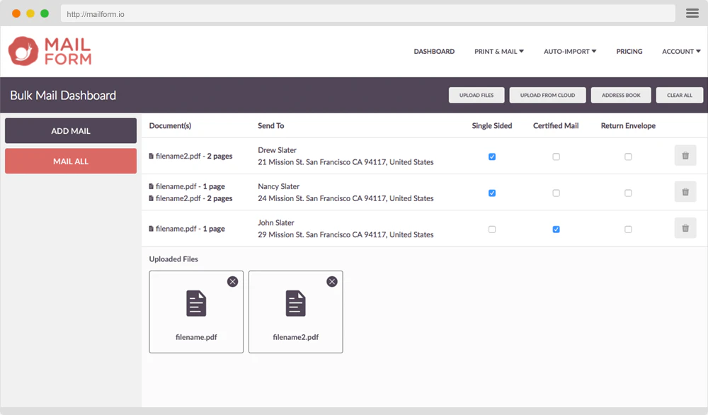 screenshot of Mailform