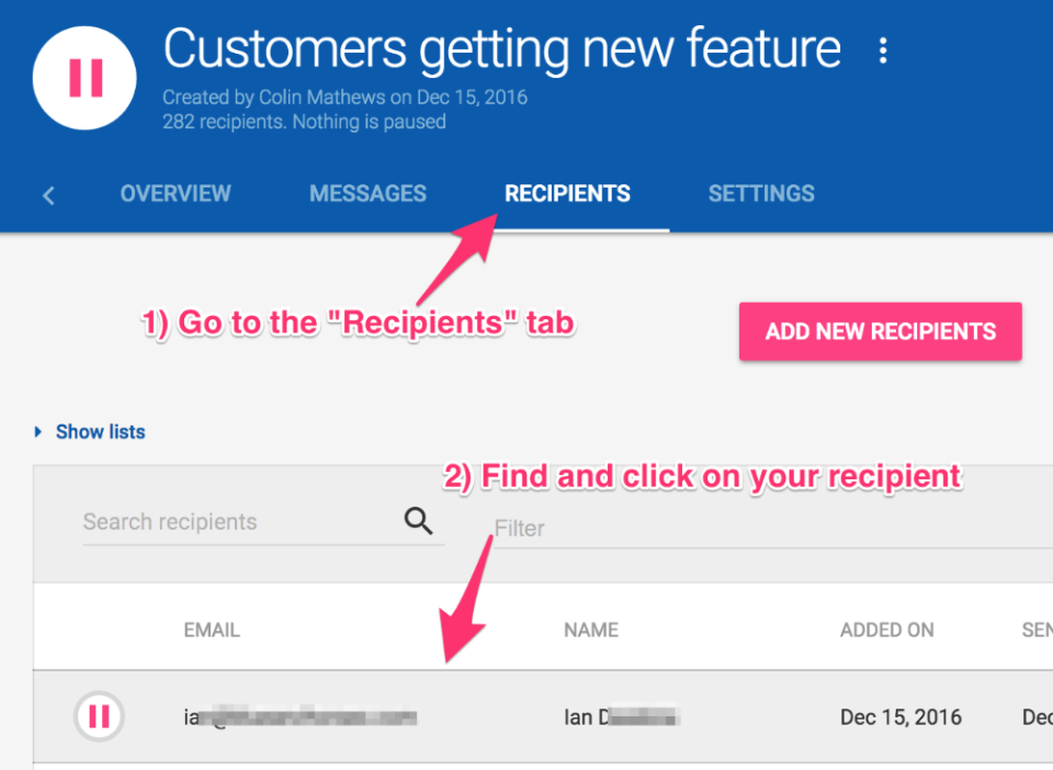 screenshot of Mailshake