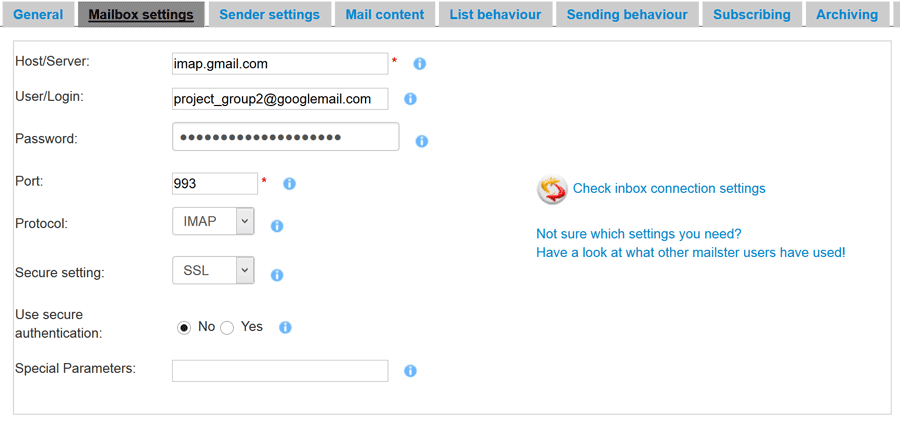 screenshot of Mailster