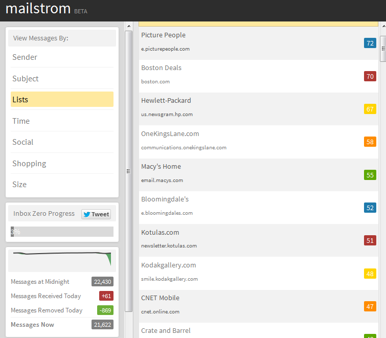 screenshot of Mailstrom