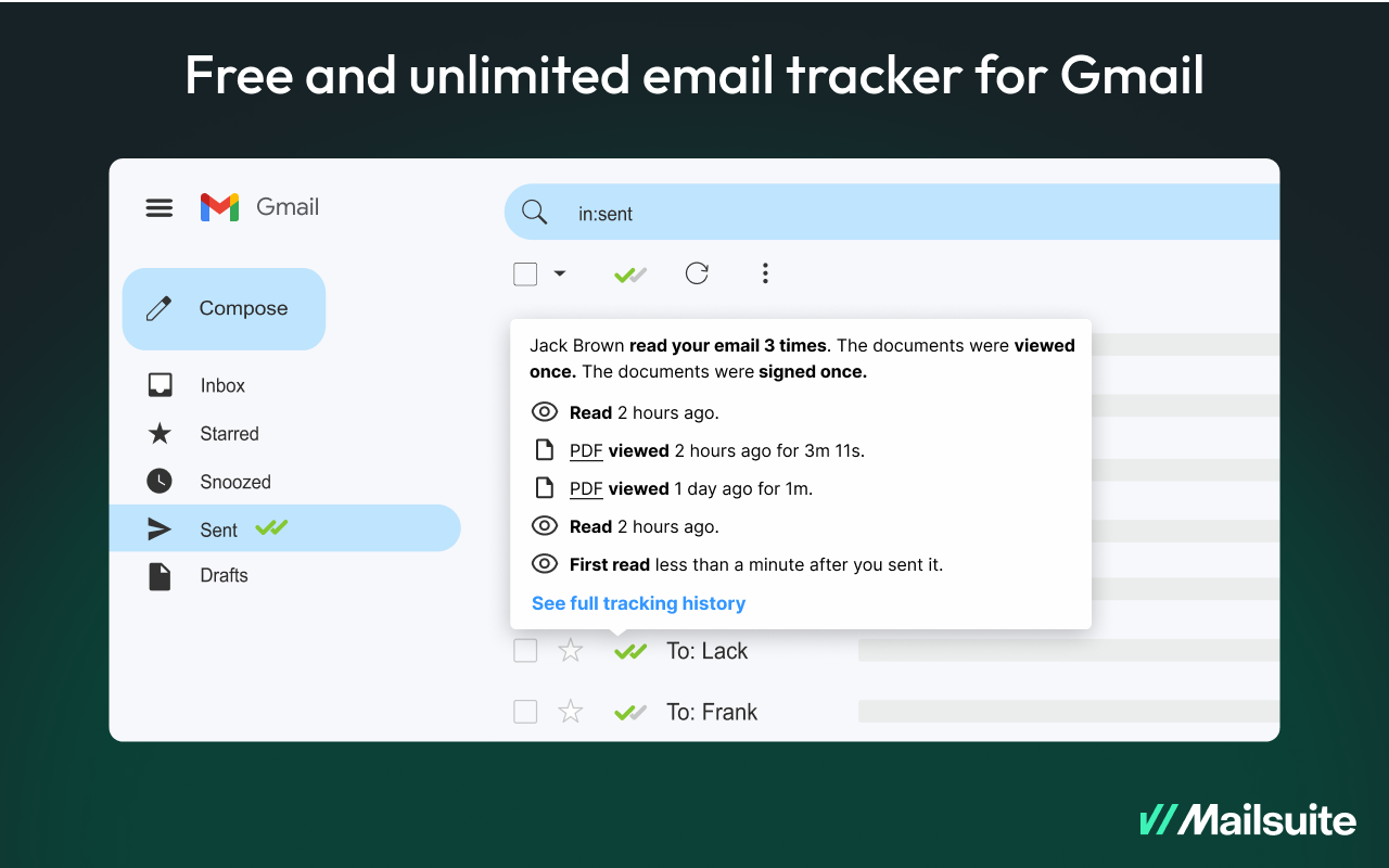 screenshot of Mailsuite