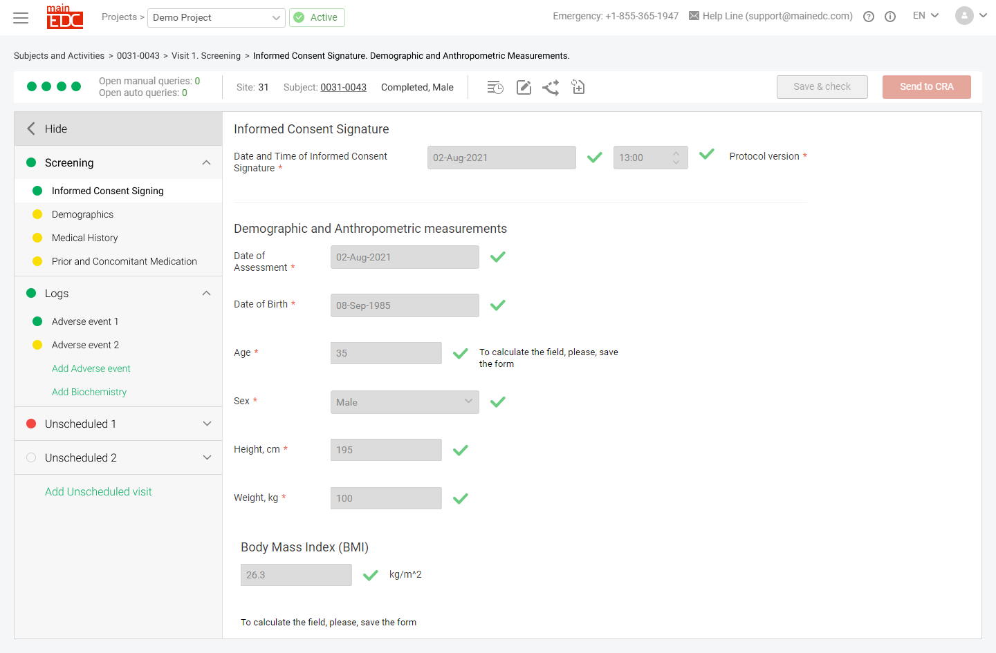 screenshot of MainEDC