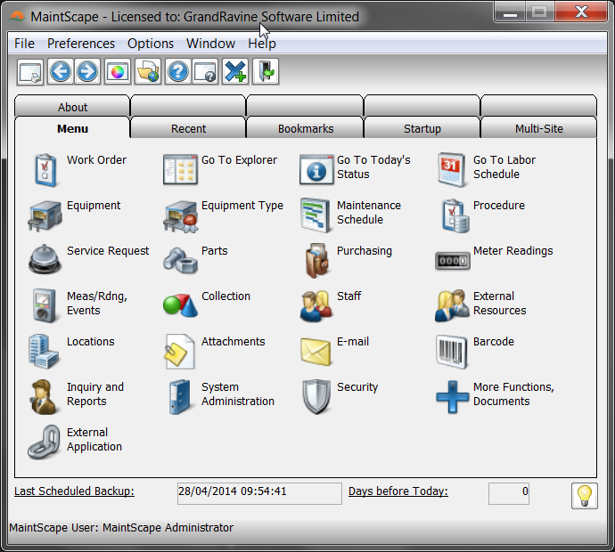 screenshot of MaintScape