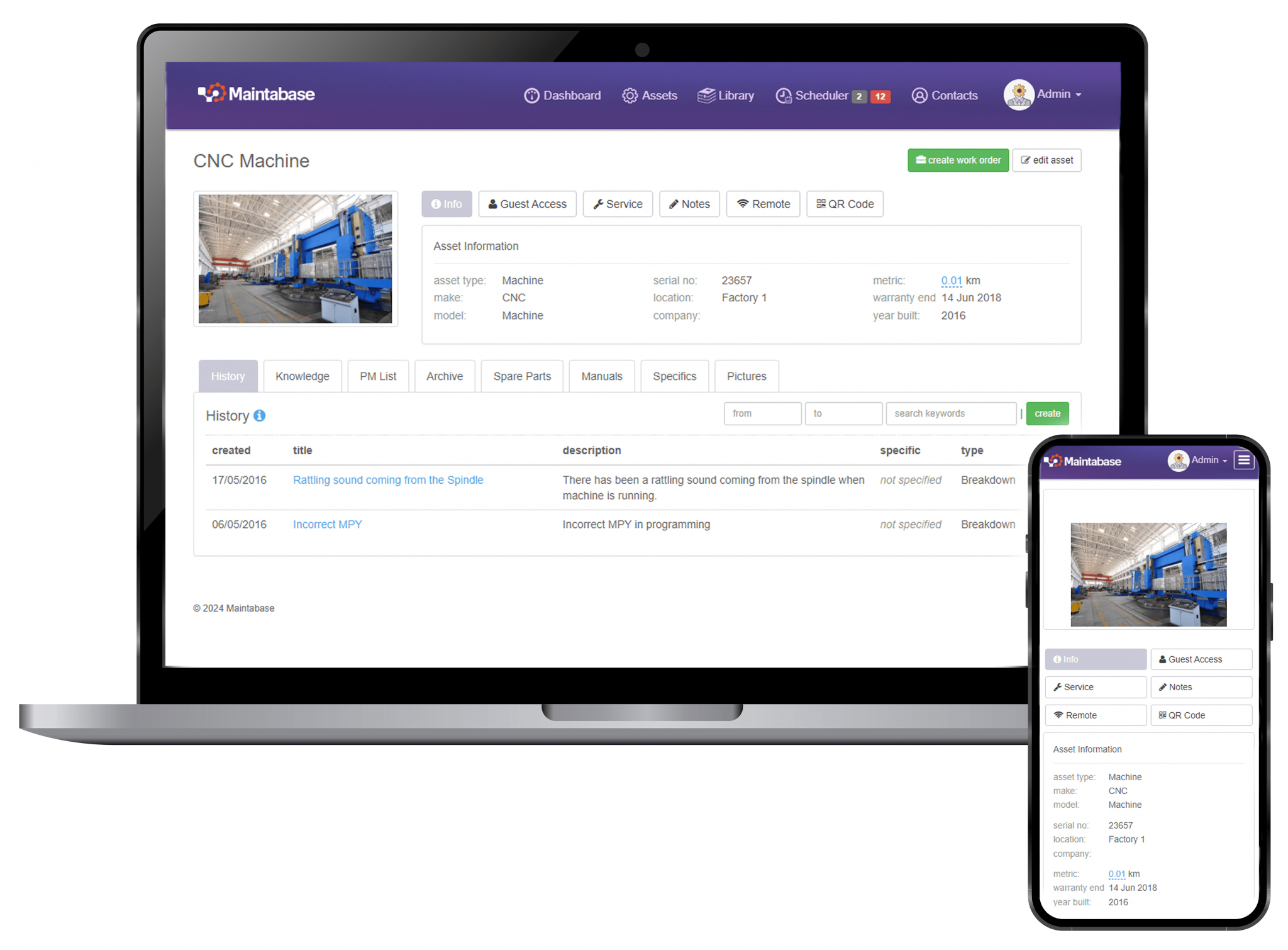 screenshot of Maintabase