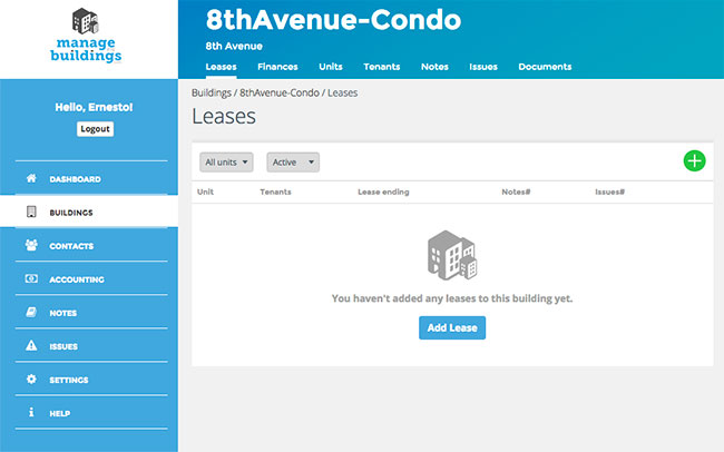 screenshot of ManageMyBuildings