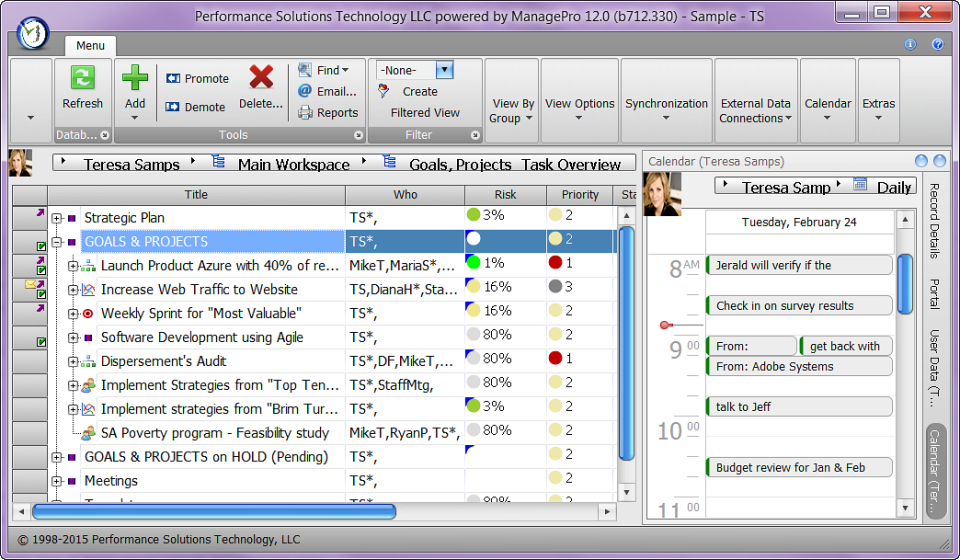 screenshot of ManagePro