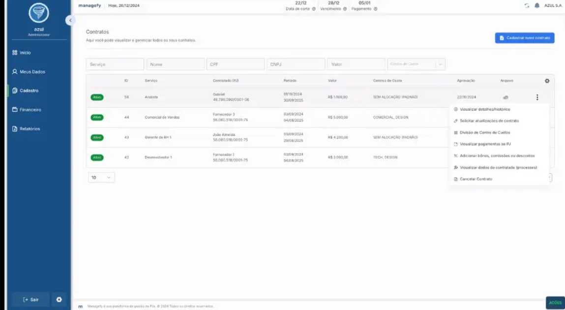 screenshot of Managefy