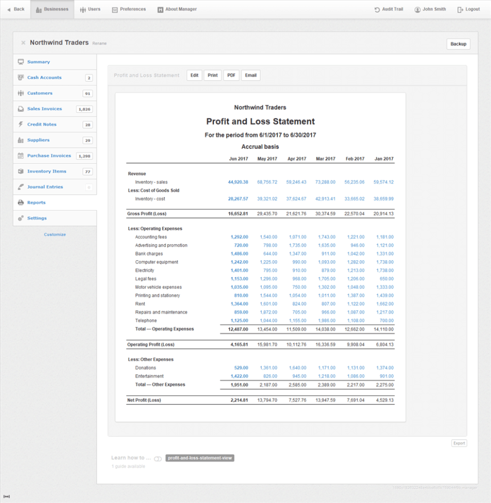 screenshot of Manager